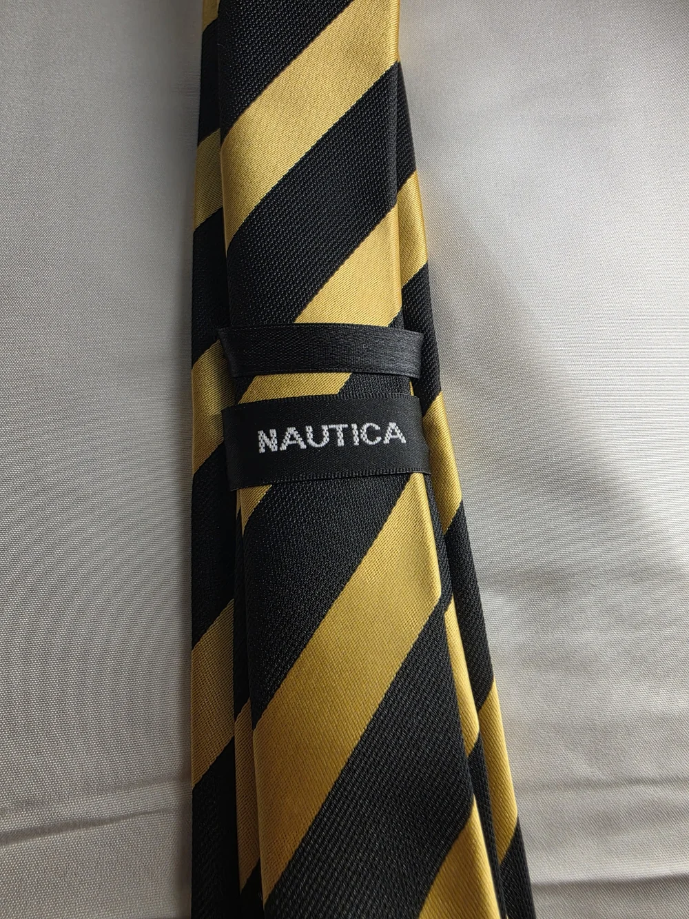 Nautica Black and Yellow Diagonal Stripe Silk Tie
